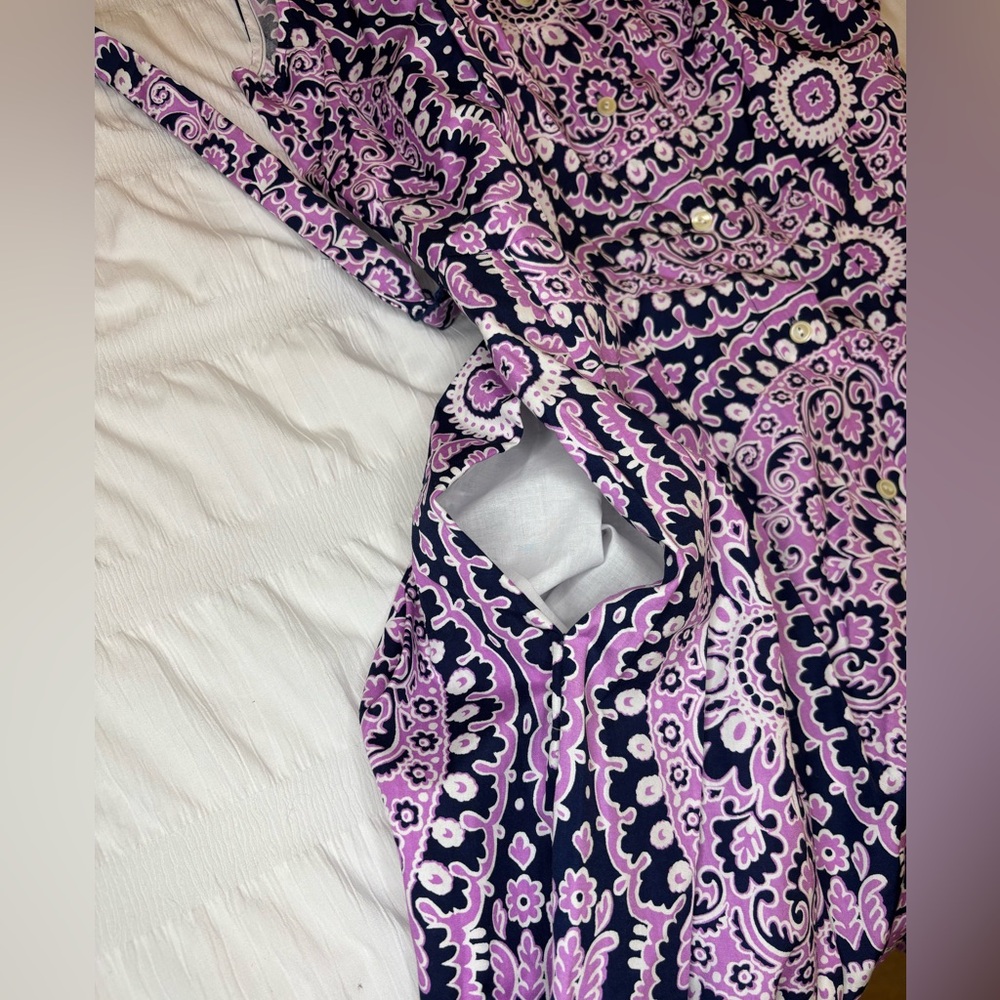 Talbots Poplin Fit & Flare sleeveless shirt dress with pockets - size 4P - NWT - Picture 9 of 13